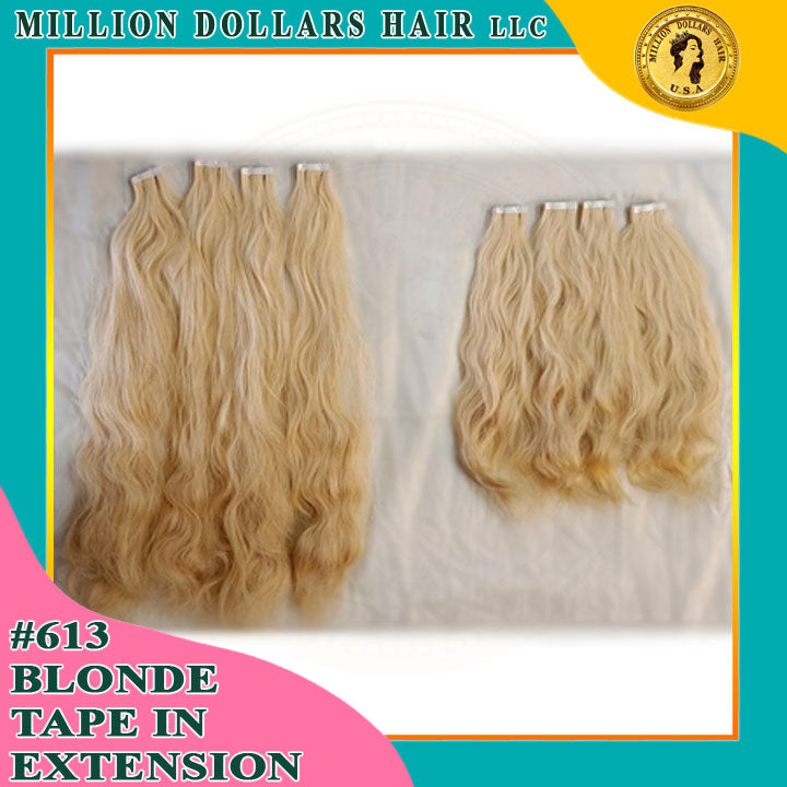 Blonde Wavy Hair Extension | Human Hair | Million Dollars Hair LLC